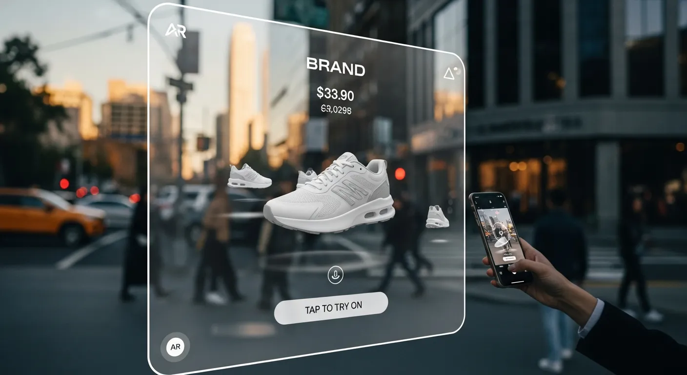Concept diagram explaining the process of augmented reality advertising in digital marketing